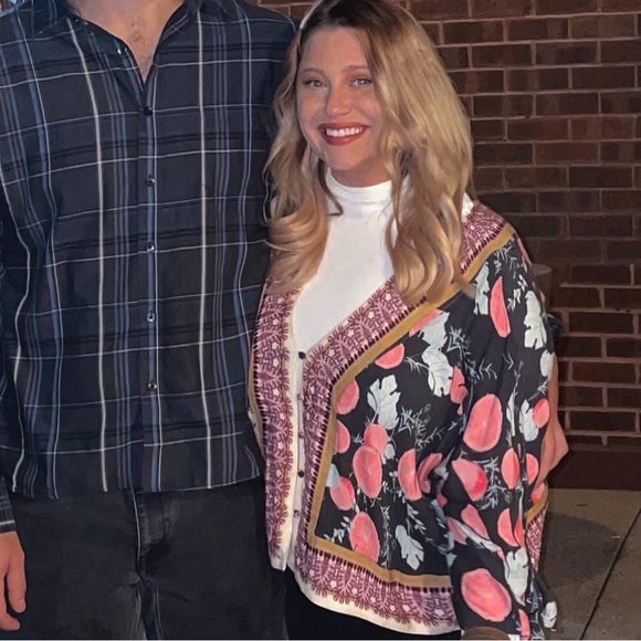 FREE PEOPLE Freshly Squeezed Grapefruit Flowy Boho Button Tie Sleeve Top Small - Picture 13 of 15